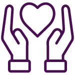 Icon of hands surrounding a heart shape