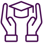 Icon of hands surrounding a graduation cap
